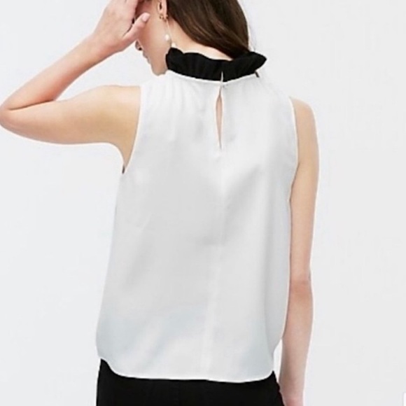 J. Crew Ruffle Neck Sleeveless Top in 365 Crepe Size: Small - Picture 2 of 6